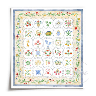 American Quilt Alphabet Print