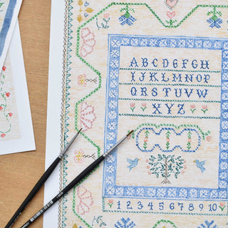 American Sampler Alphabet Print
