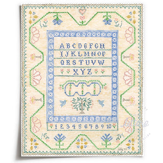 American Sampler Alphabet Print