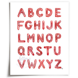 Unframed Red Balloon Alphabet from The Letter Nest 