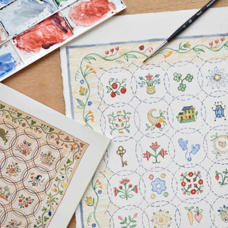American Quilt Alphabet, Original Watercolor