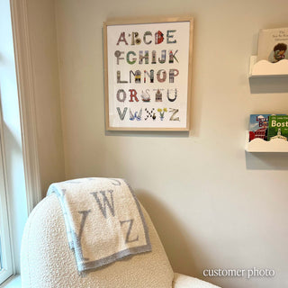 Boston Alphabet Natural Frame in a customer's nursery 