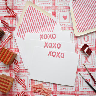 XOXO Balloon Alphabet stationery with matching stripe lined envelopes