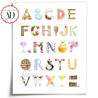 Dessert Alphabet Print by The Letter Nest featuring Architectural Digest Press Mention