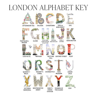 London Alphabet by The Letter Nest with labeled IDs for each letter 
