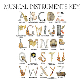 Musical Instruments Alphabet Key by The Letter Nest