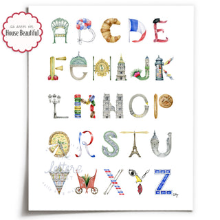 Paris Alphabet Print by The Letter Nest with House Beautiful Press Mention