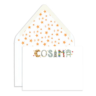 Paris Personalized Stationery in the name "Cosima" with star watercolor liner