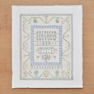 American Sampler Alphabet, Original Watercolor