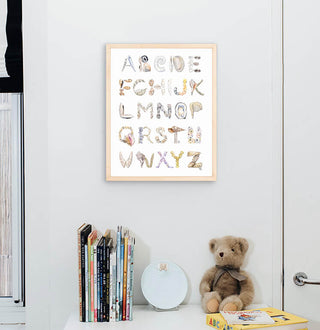 Shell Alphabet from The Letter Nest, Natural Frame installed in nursery