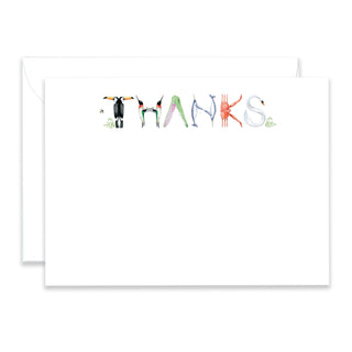 Animal Alphabet thank you cards with matching envelopes