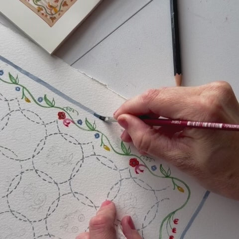 Short video of Sally painting the American Quilt Alphabet, 2026